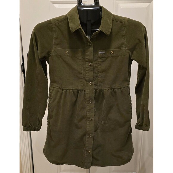 Columbia Dress Girls M 10/12 Green Corduroy Front Button Up - Picture 1 of 5